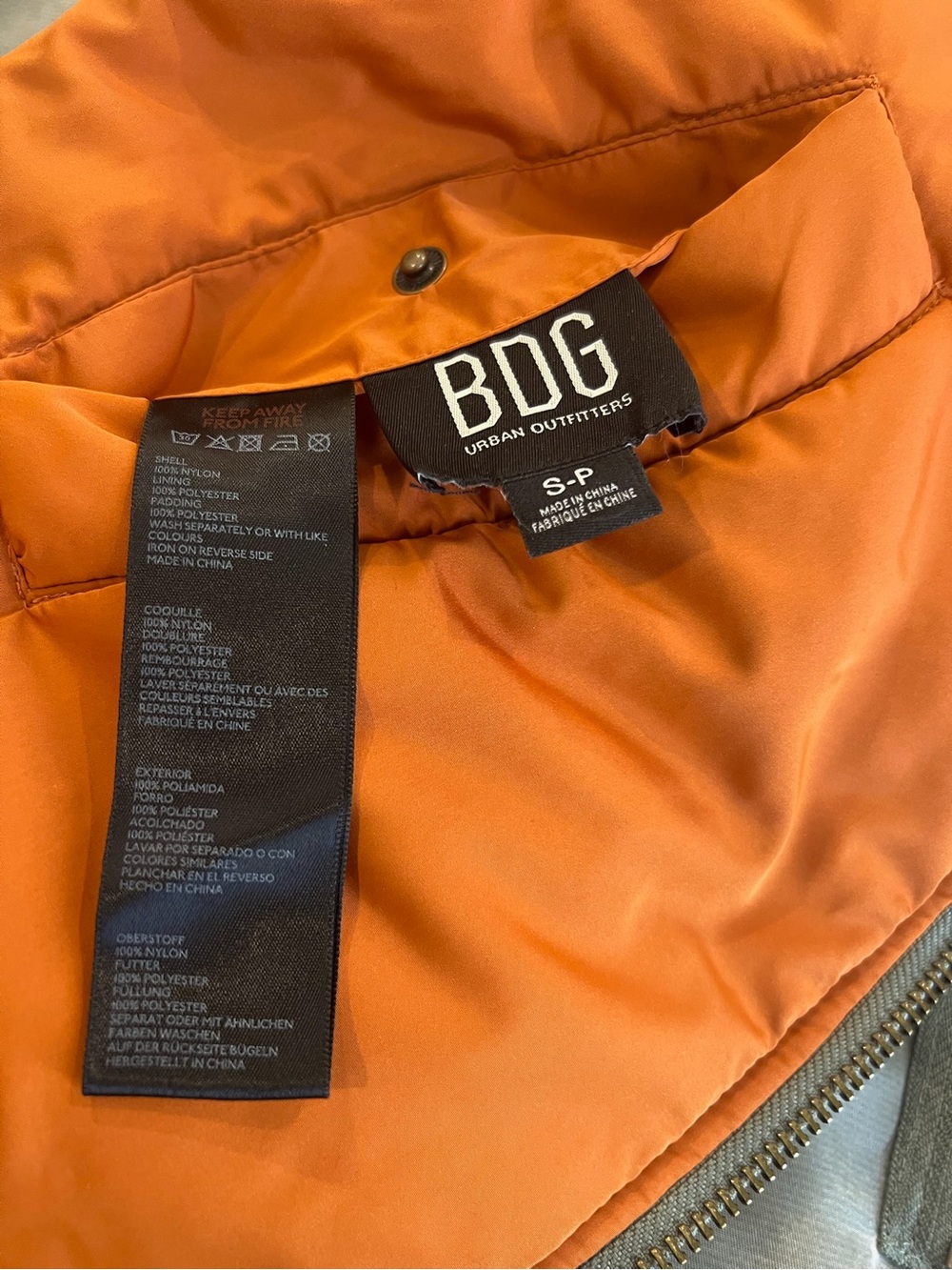 BDG Olive Green Bomber Jacket with Orange Lining - Picture 5 of 5